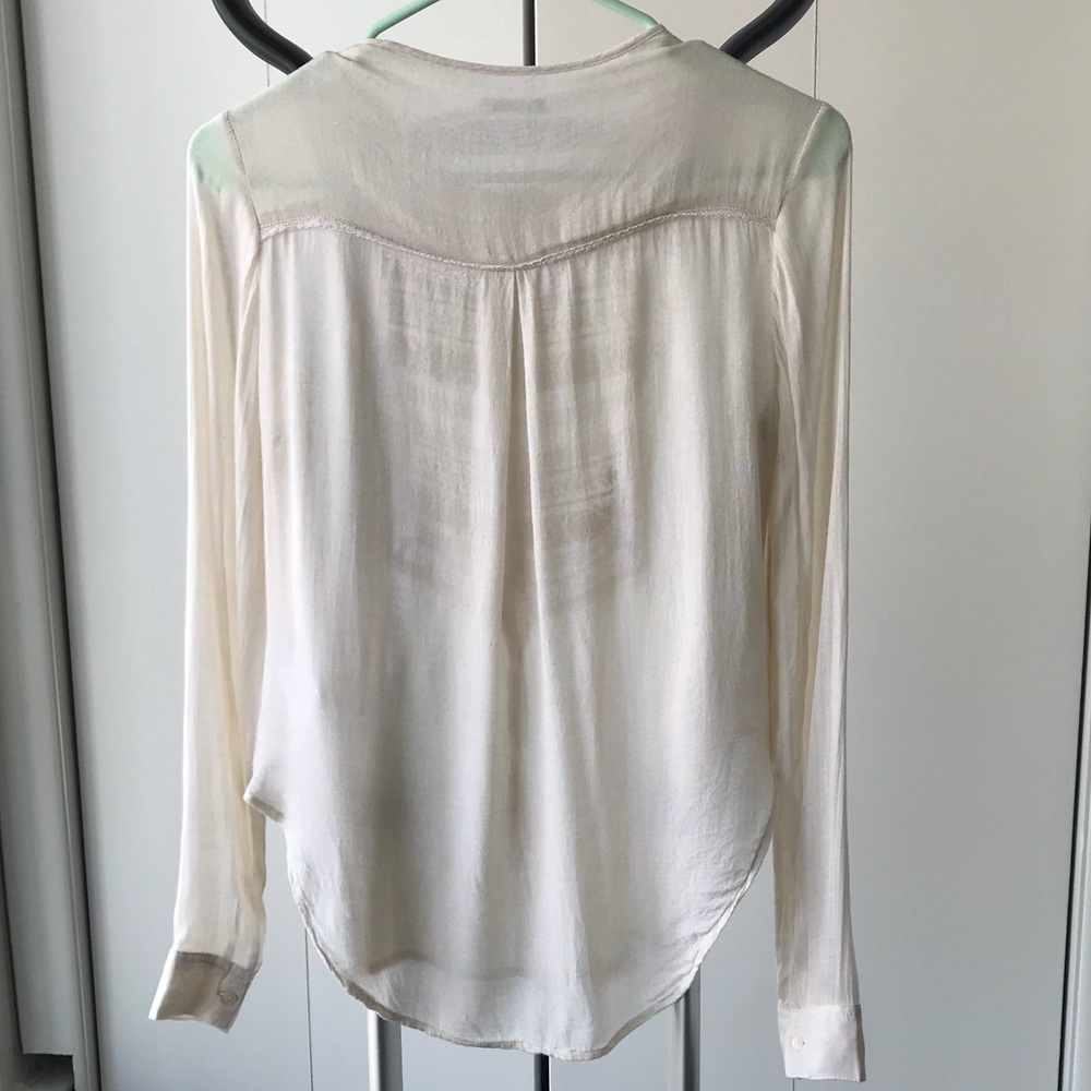 Off White Embroidered Button Down Boho - image 5